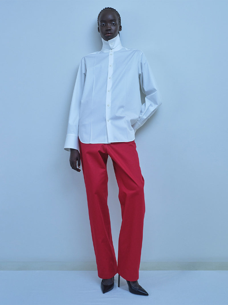 HIGH-COLLARED SHIRT - WHITE