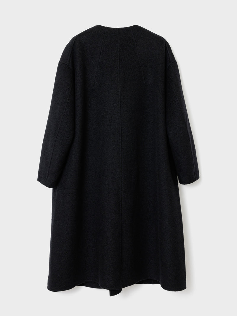 COAT DOUBLE WOOL WITH SCARF - BLACK