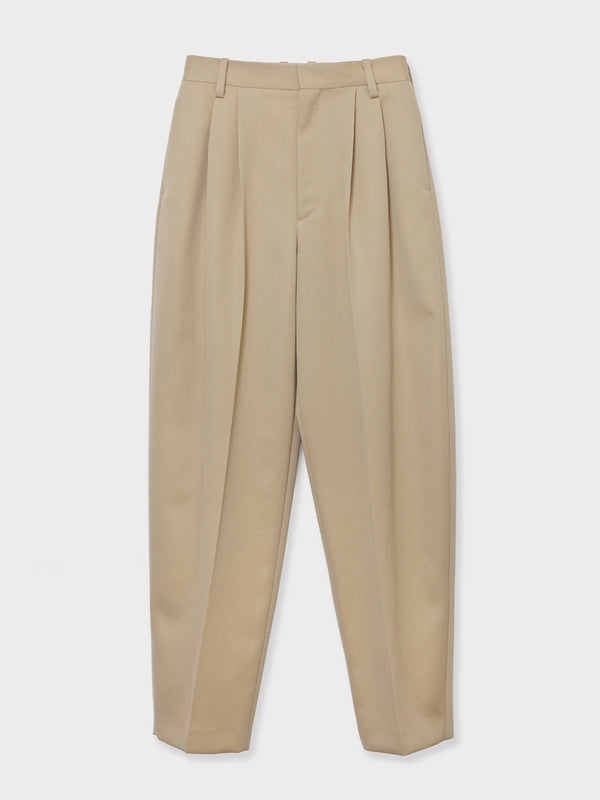 WOOL TUCK PANTS - BEIGE