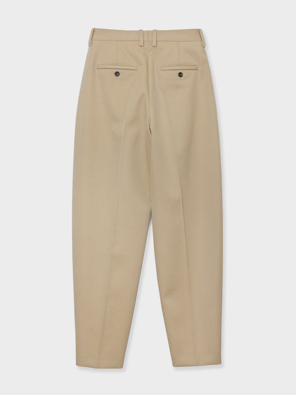 WOOL TUCK PANTS - BEIGE