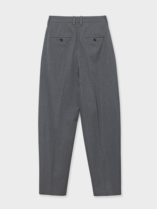 WOOL TUCK PANTS - GRAY