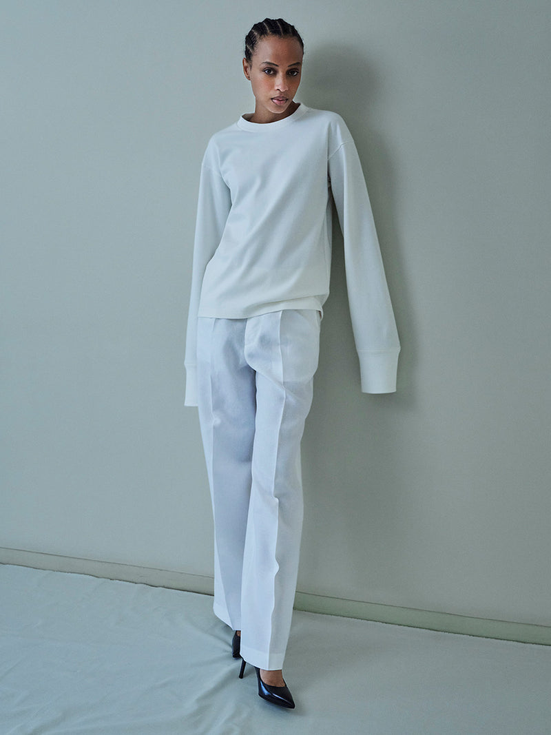 TAILORED PANTS IN LINEN - WHITE